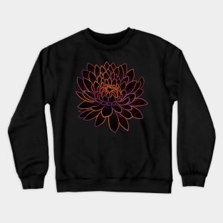 Colorful chrysanthemum or Mums flower drawing - faded orange with red and blue lines in the petals. Crewneck Sweatshirt